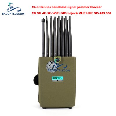 Europe Type WiFi Signal Jammer 24w 24 κανάλια Για 2G 3G 4G 5G LTE GPS Lojack 173mhz