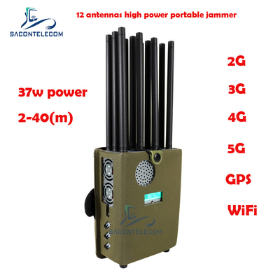 Φορητό Jammer 12 τηλεφωνικών σημάτων κυττάρων 2.4g 5.8g GSM CDMA καναλιών