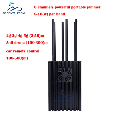 6 κανάλια Τζάμερ κινητών τηλεφώνων 2G 3G 4G 5G 8-10w/Band Φορητός Τζάμερ σήματος κινητών τηλεφώνων