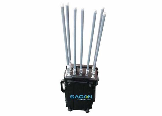 350W 7 κανάλια Manpack Jammer με κεραίες από γυάλινη ίνα για αποκλεισμό σήματος GPS 3G 4G