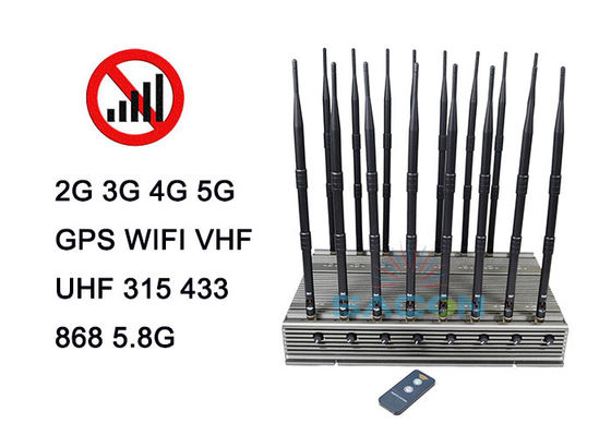 16 κεραίες 5G σήμα Jammer Blocker με 100W ισχύ εξόδου και 80m Jamming ακτίνα