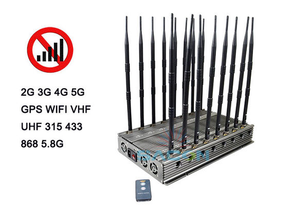 100W 5G Jammer σήματος με 80m εμβέλεια και 16 Bands Mobile Phone Blocker για πολλαπλές συχνότητες παρεμβολής