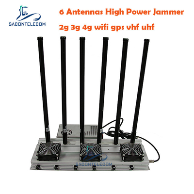 93w UHF LTE High Power Signal Jammer 2G 3G 4G WiFi GPS 6 κανάλια