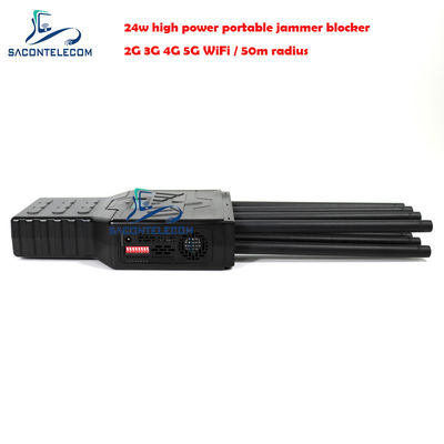 28W υψηλής ισχύος 8 καναλιών φορητό παρεμβολικό σήματος με ακτίνα 50m για μπλοκάρισμα κινητών τηλεφώνων και WiFi