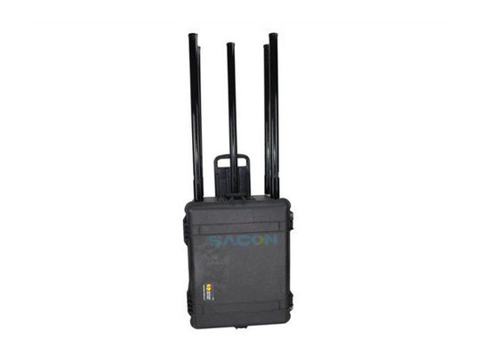 Δύναμη εξόδου 150W Manpack Jammer με εμβέλεια παρεμβολής 100-200 μέτρων και υδροστεγή θήκη