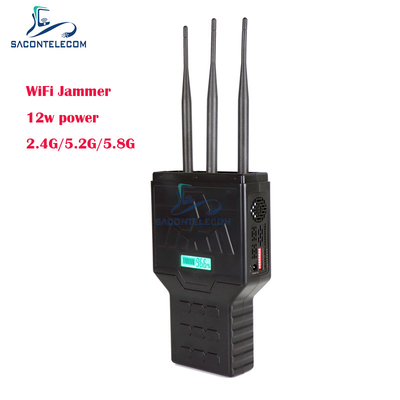 12W φορητό Wi-Fi Bluetooth 2.4G 5.2G 5.8G Τζάμερ σήματος κινητού τηλεφώνου με εμβέλεια 50 μέτρων