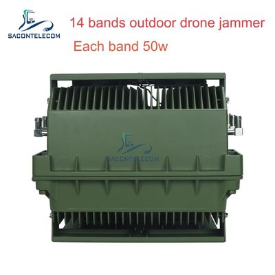 14 κανάλια 700W υψηλής ισχύος Anti Drone Jammer με 2KM Jamming Range για εξωτερική ασφάλεια