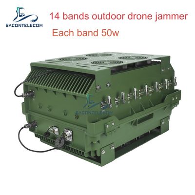 14 κανάλια 700W υψηλής ισχύος Anti Drone Jammer με 2KM Jamming Range για εξωτερική ασφάλεια