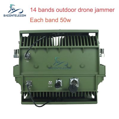 14 κανάλια 700W υψηλής ισχύος Anti Drone Jammer με 2KM Jamming Range για εξωτερική ασφάλεια