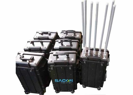 350W 7 κανάλια Manpack Jammer με κεραίες από γυάλινη ίνα για αποκλεισμό σήματος GPS 3G 4G