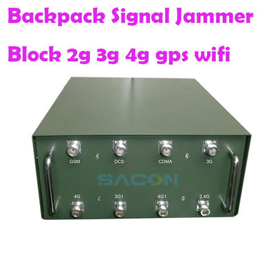 120W 100m Εμβέλειας Σακίδιο Jammer με 8 Omni Κεραίες για Μπλοκάρισμα Σήματος 2G 3G 4G 5G VHF UHF GPS