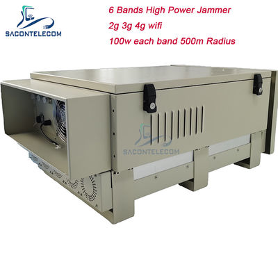 600W 6 ζώνες Εξωτερικό παρεμβολικό σήματος φυλακής με ακτίνα παρεμβολής 50-600m για 2G 3G 4G 5G WiFi GPS
