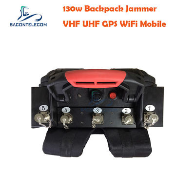 5 κανάλια VHF UHF Manpack Jammer με απόσταση 120m και ενσωματωμένη μπαταρία για το φορητό μπλοκάρισμα σήματος