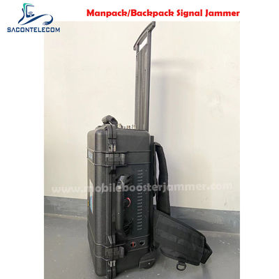 120W υψηλής ισχύος 6 καναλιών Manpack Jammer με Pellican Case για 2G 3G 4G 5G VHF UHF GPS Wi-Fi μπλοκάρισμα