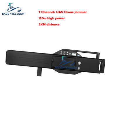 7 κανάλια 120W Υψηλή ισχύς 2 χλμ. Απόσταση Drone Signal Jammer Anti-Drone Jammer Gun