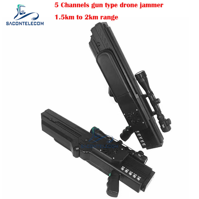 UAV Jammer σημάτων κηφήνων πυροβόλων όπλων Blocker 1500 μέτρα 5 ενσωματωμένη κανάλια μπαταρία