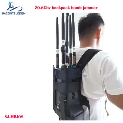 20-6000MHz Manpack drone jammer με ισχύ 100W και απόσταση παρεμβολής 40m backpack bomb jammer UAV signal blocker
