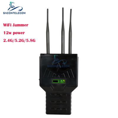 12W φορητό Wi-Fi Bluetooth 2.4G 5.2G 5.8G Τζάμερ σήματος κινητού τηλεφώνου με εμβέλεια 50 μέτρων