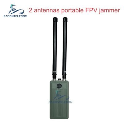 Φορητός 2 ζώνες χειροκίνητος αντι-drone jammer με ισχύ εξόδου 60W και μπαταρία 32000Mah