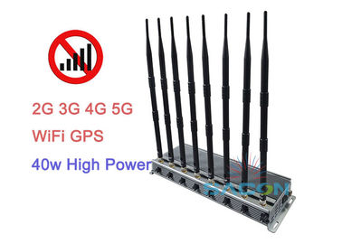 Jammer σημάτων υψηλής δύναμης 5G Blocker 40w 2G 3G 4G 8 κεραίες 80 μετρά τη σειρά
