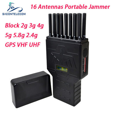 Συνεχές ρεύμα 12v Jammer σημάτων κεραιών 5G 12w 20m 16 Blocker Jammer τηλεφωνικών σημάτων κυττάρων